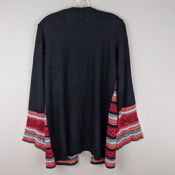 Kim Rogers | Black Red Open Front Cardigan-E48 - Picture 2 of 5